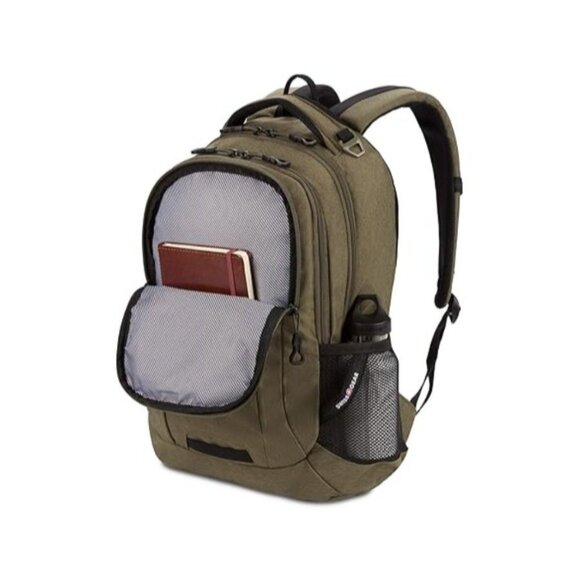 SwissGear Cecil 18" Olive Laptop Backpack With Padded Laptop Sleeve & Organizer - Picture 8 of 8
